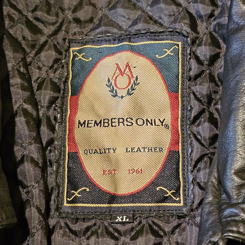 Men's Vintage Members Only Soft Black Leather Jacket Size XL - Picture 2 of 12